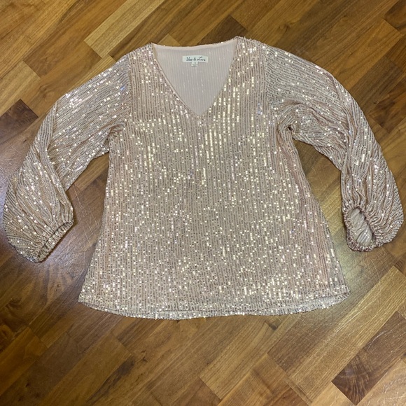 Vine and Love, size small,  gold sequent top - Picture 1 of 4